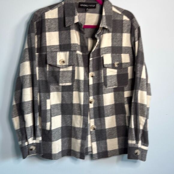 Kendall + Kylie Grey Plaid Shacket Size M - Picture 1 of 5